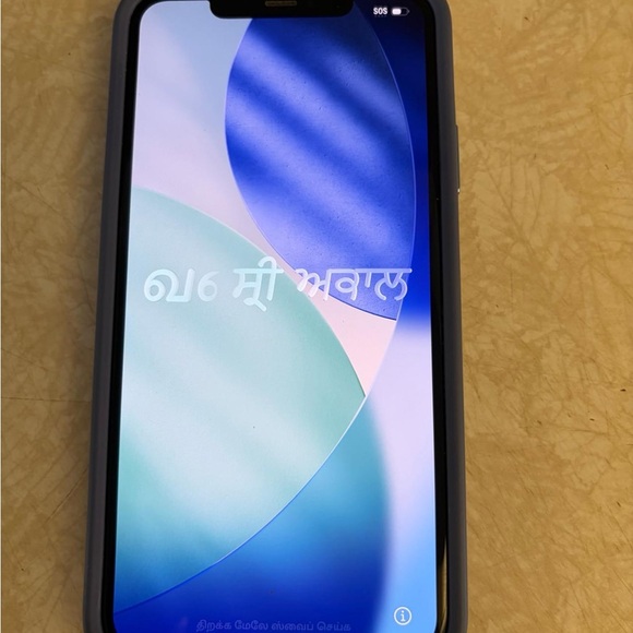 Black Smartphone with Blue and White Display
